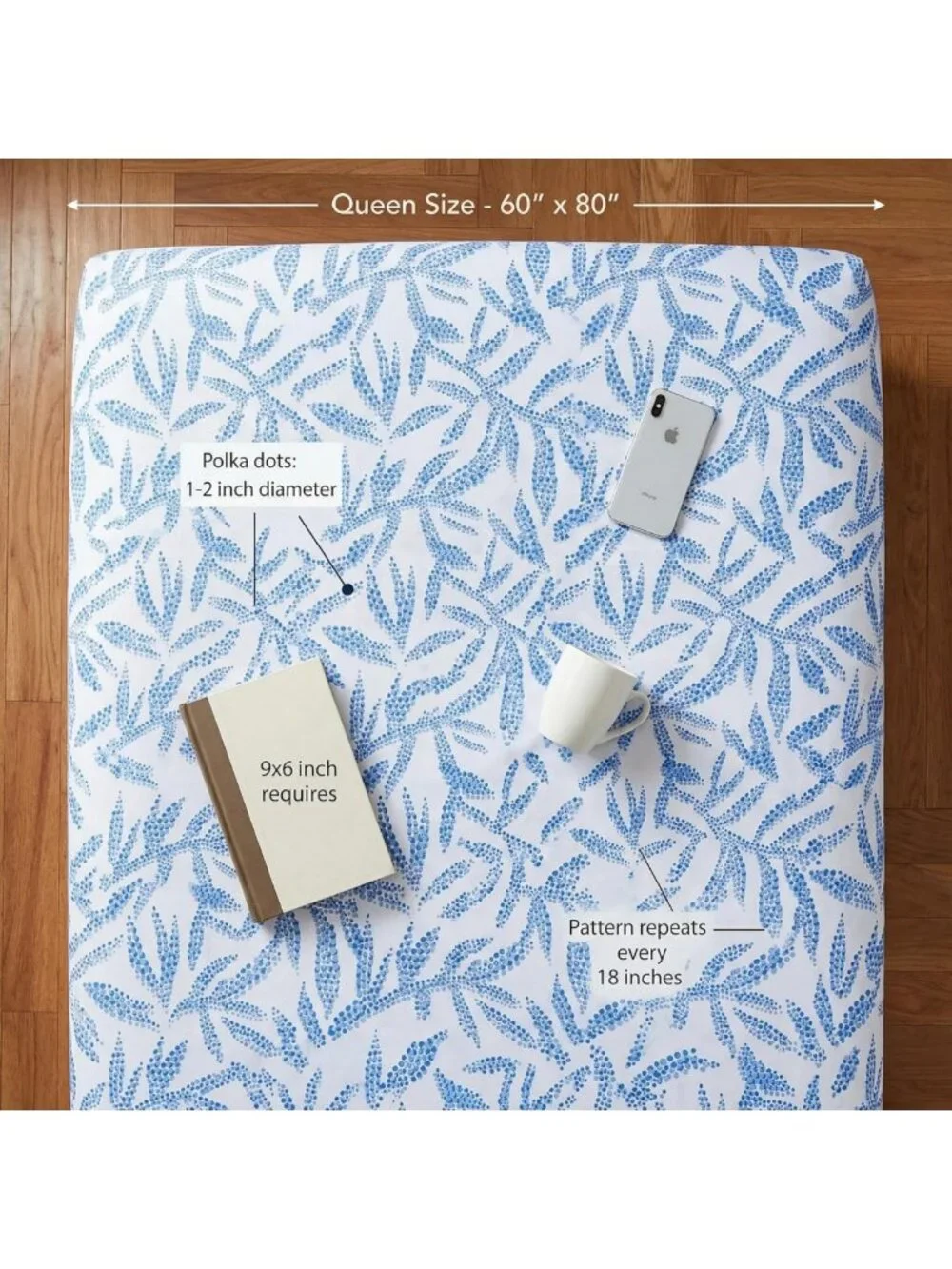 Floral Blue Queen Sheet Set - Super Soft 4-Piece Bedding, Deep Pocket Fitted